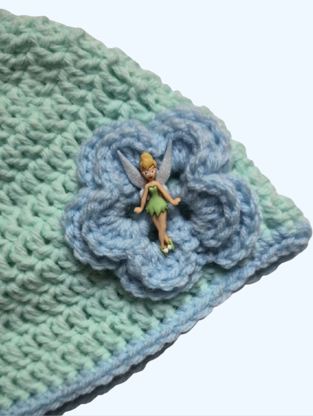 Handmade Crocheted Tinker Bell Skirt And Beanie Set-Photo Prop-Size 0-3M - Picture 3 of 8
